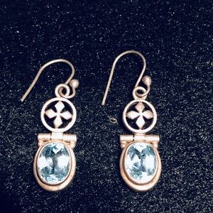 Sterling silver aqua marine earings